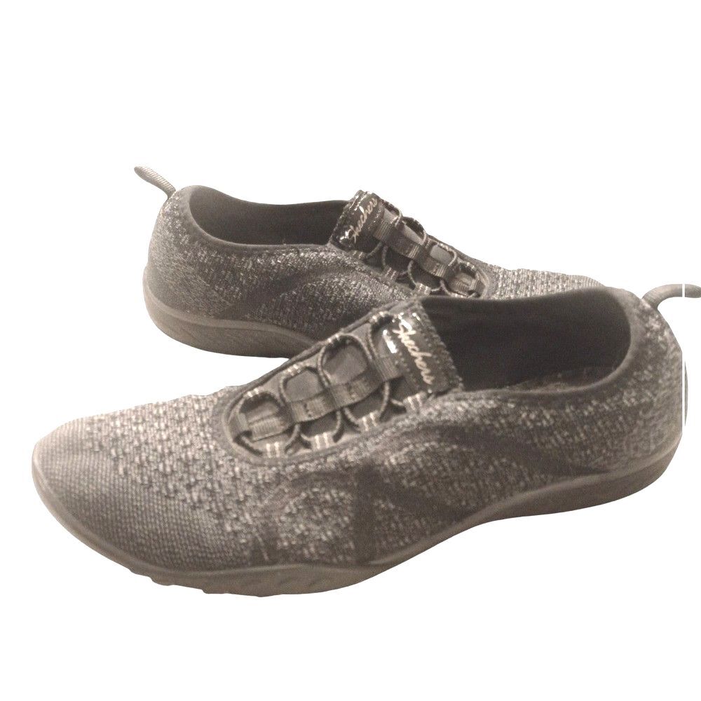 Skechers Relaxed Fit 23028 Black Grey Bungee Slip On Sneakers Womens 8.5